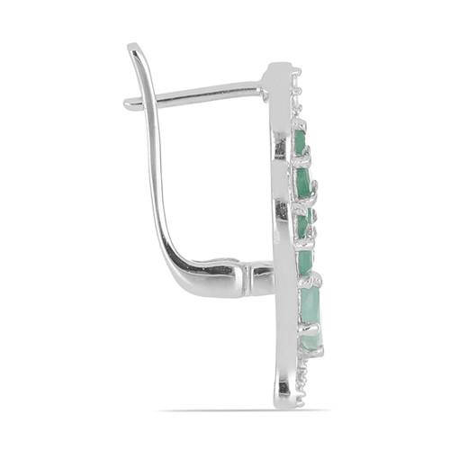 NATURAL EMERALD GEMSTONE CLASSIC LEAF PENDANT IN 925 SILVER
